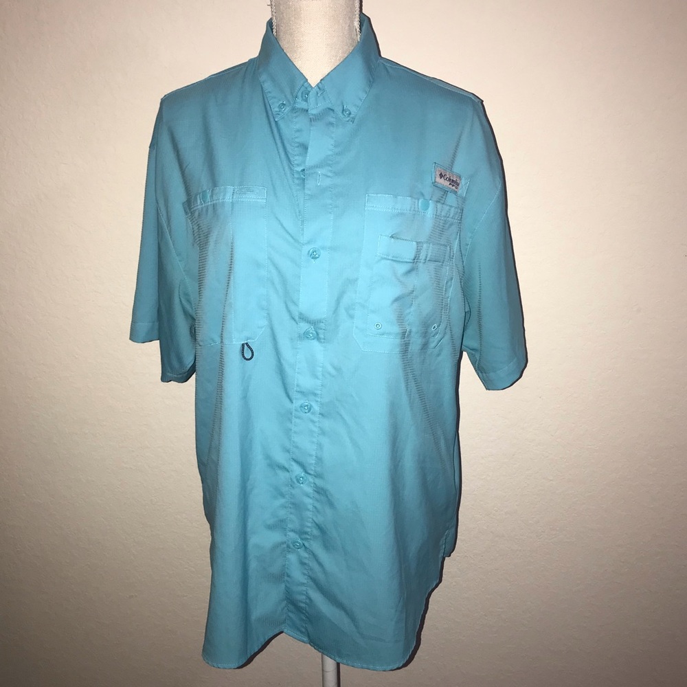 Columbia aqua blue men’s omnishade PFG med shirt